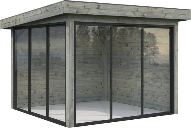 Palmako Pavillon Lenna Set 401 Slide Grau, B/T/H: 300 x 300 x 245 cm, tauchgrundiertes Fichtenholz mit Pultdach - Bild 1