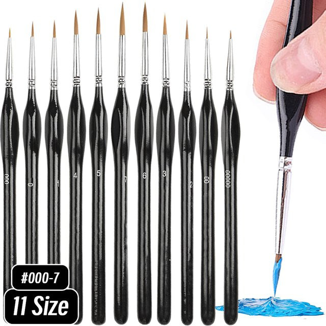 LOLEDE Pinselset mit feiner schwarzer Spitze aus Nylonhaar für Acrylmodelle und Miniaturdetails, Größe 11 - Bild 1