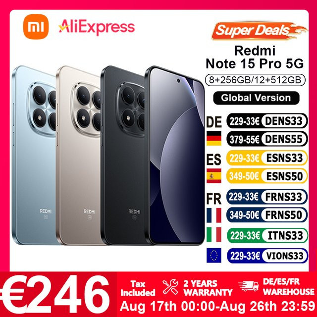 Xiaomi Redmi Note 15 Pro 5G Smartphone Globale Version in Schwarz mit 6,83 Zoll Display, 200MP Hauptkamera, 6580mAh Akku, 45W Schnellladung, NFC und Android - Bild 1
