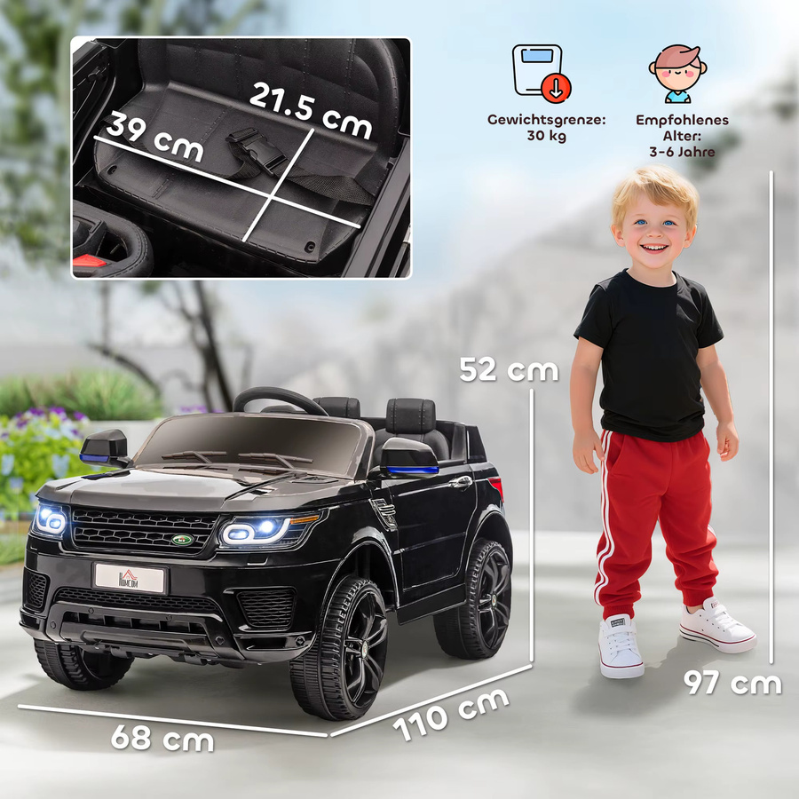 HOMCOM Kinder Elektroauto SUV Schwarz mit Fernbedienung für 3-5 Jahre - Bild 4