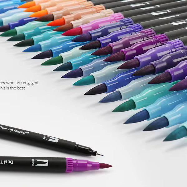 24 Farben Dual-Pinsel-Fineliner-Set mit Filzspitze für Aquarell-Kunst, Kalligraphie und Malerei in Multicolour - Bild 5