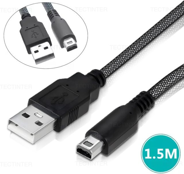 TECTINTER USB-Datenkabel und Ladekabel für Nintendo DSi, NDSI, New 3DS und 2DS XL/LL in Schwarz, Länge: 1,5 m - Bild 1