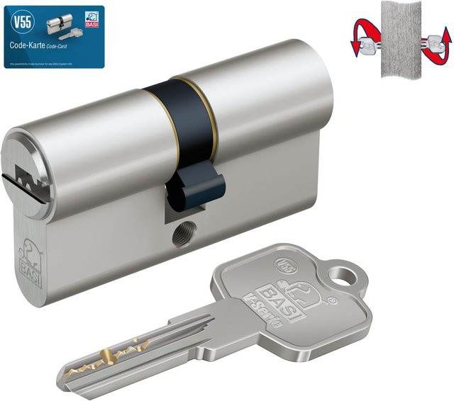 BASI Profil-Doppelzylinder V55 in Silber mit Not- und Gefahrenfunktion, Gleichschließend, 30/60 mm - Bild 1