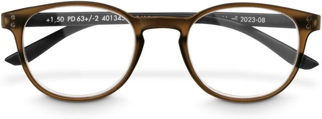 Hama Lesebrille Panto, Kunststoff, Transparent Braun/Schwarz Matt, Unisex - Bild 1