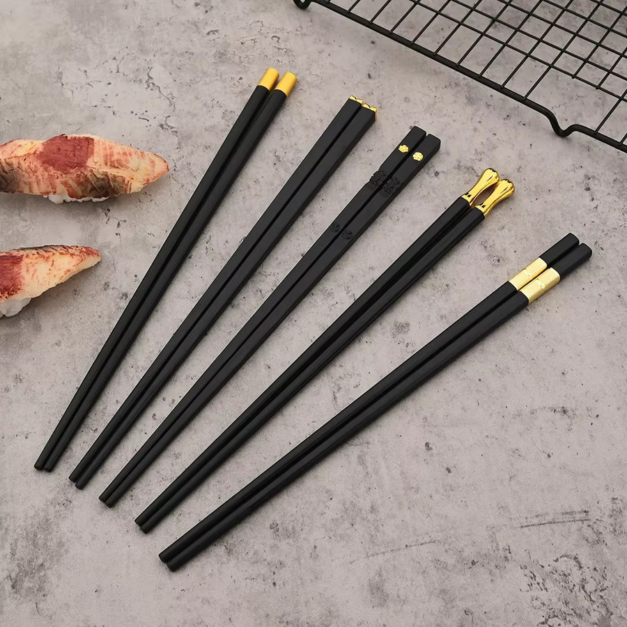 10 Paar wiederverwendbare Essstäbchen in Schwarz Matt von uniturcky für Sushi und asiatische Küche - Bild 2