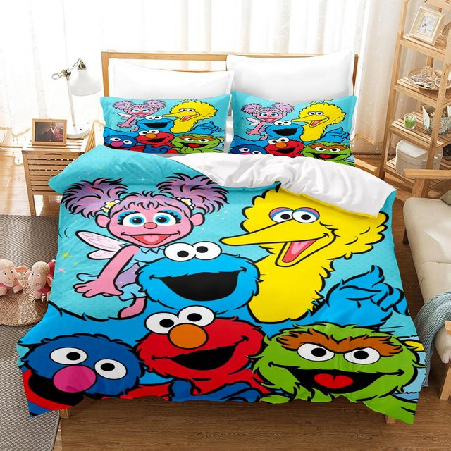 Gu Tao 3-teiliges Bettwäsche-Set Sesamstraße Anime Design aus Polyester, Mehrfarbig, B/H: 228 x 228 cm - Bild 1