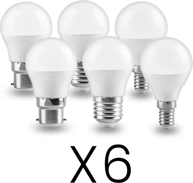 6er Set Energiesparende LED Globus Lampen mit E27 Fassung, Cool White, 220 V - Bild 1