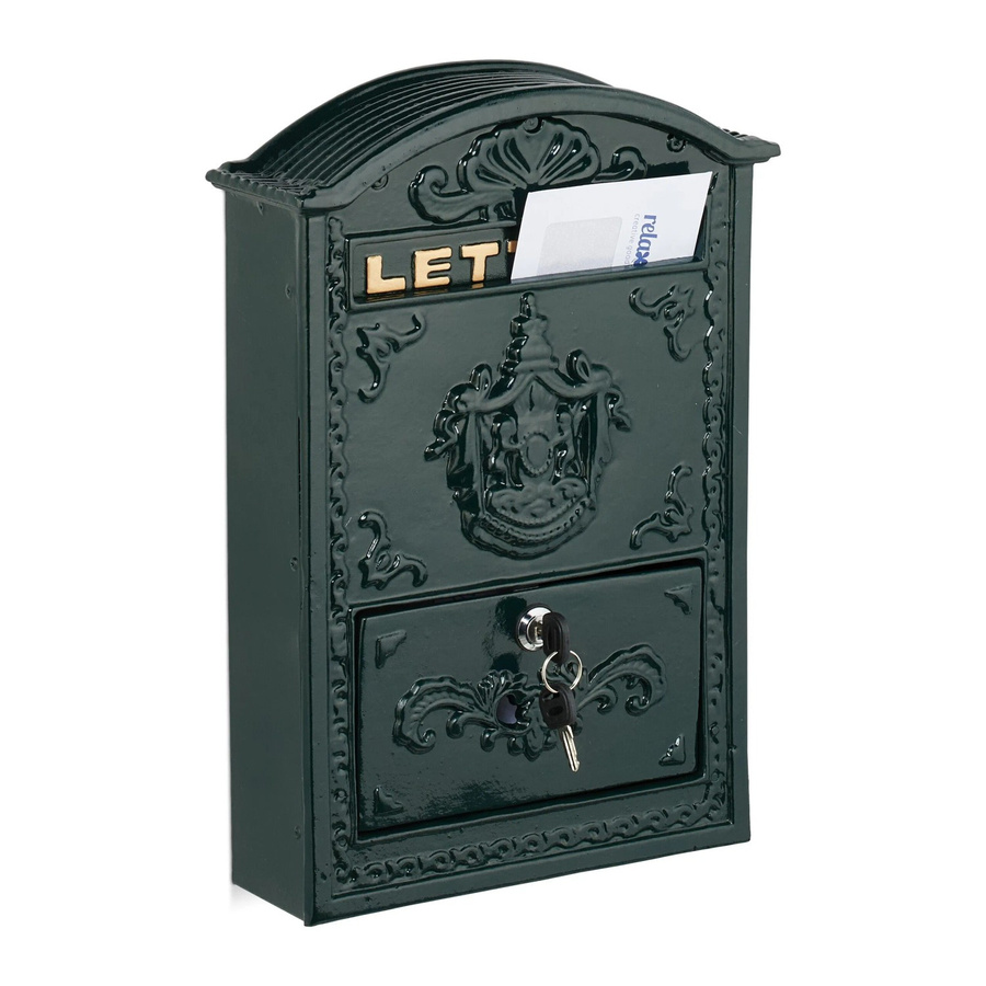 Abschließbarer Briefkasten aus Aluminium und Eisen von Relaxdays in Grün, B/T/H: 42 x 28 x 10 cm - Bild 2