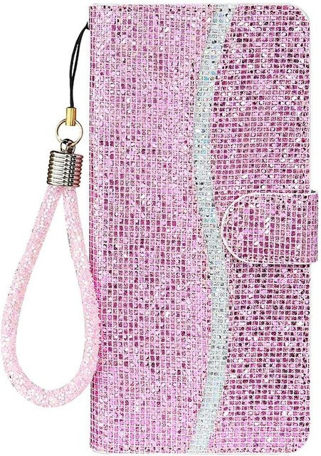 Biencaso Bling Glitzer Geldbörse Handyhülle mit Klappfunktion für Samsung Galaxy A04S A04 A12 A13 A14 A15 A22 A24 A32 A33 A34 A35 A53 A54 A55 S24 in Pink - Bild 1