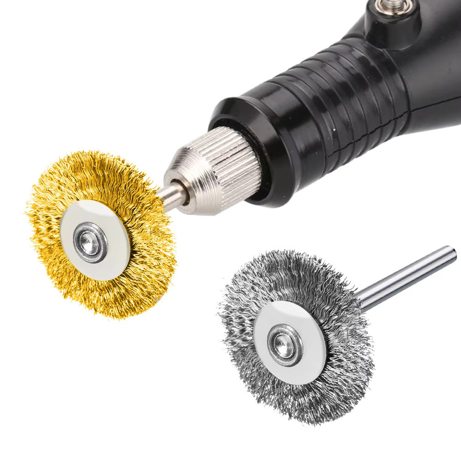 40-teiliges Drahtbürsten-Set von xcan mit Messing- und Stahldraht für Dremel-Drehwerkzeuge, Schaft: 3 mm, Farbe: Gold - Bild 6