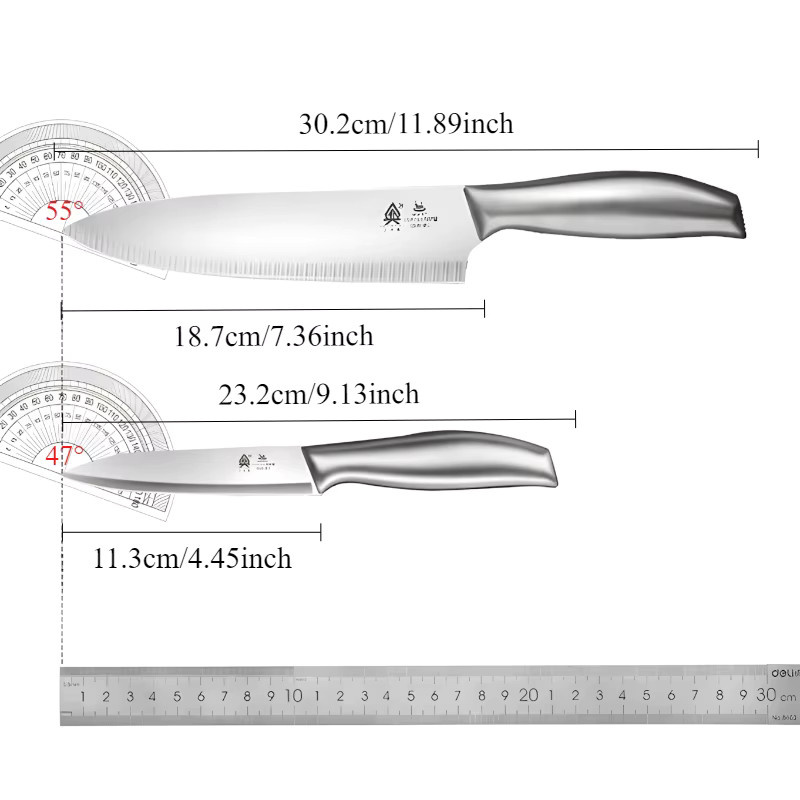 PLYS All-in-One Kochmesser aus silberfarbenem Edelstahl für Fleisch, Gemüse und Obst - Bild 4