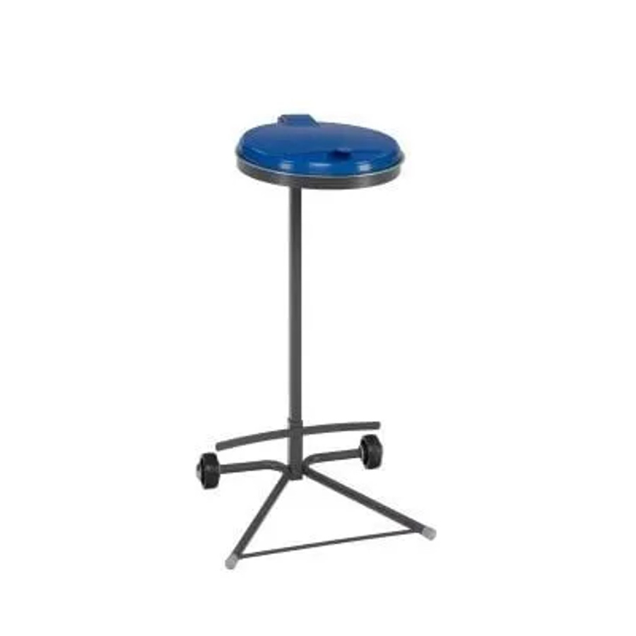 PROREGAL Abfallsammler für Wertstoffsortierung mit 1 Fach, fahrbar mit Rollen, 120 Liter, Stahl, Grau/Blau, H x B x T: 92 x 50 x 44 cm - Bild 1