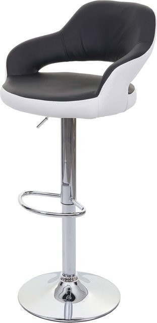 MCW Barhocker MCW-F16 Drehhocker mit Lehne aus Kunstleder in Schwarz-Weiß - Bild 1