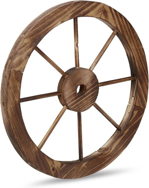 Relaxdays 2er Set Wagenräder aus Holz in Braun mit rustikaler Maserung, Durchmesser: 40 cm, Breite: 2,5 cm - Bild 1
