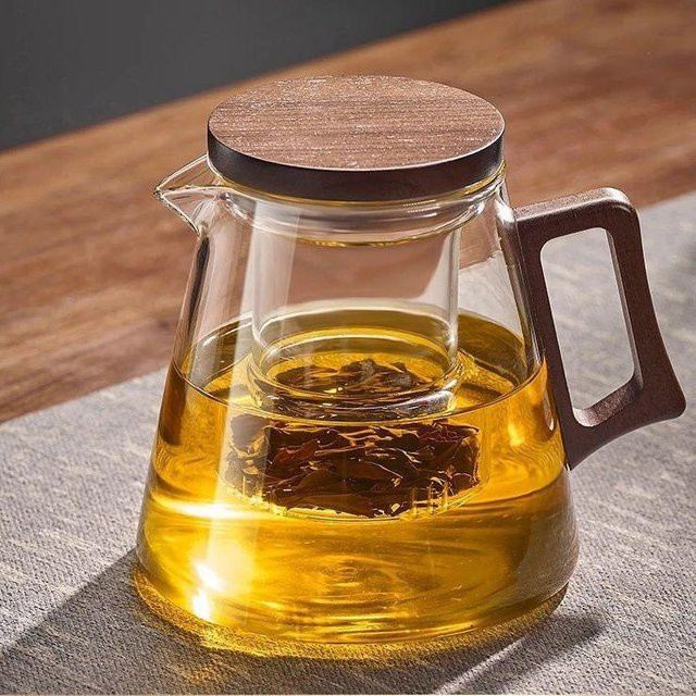 Hitzebeständige Glas-Teekanne mit Teetasse und Infuser von Yiran Furniture in Braun und Transparent - Bild 1
