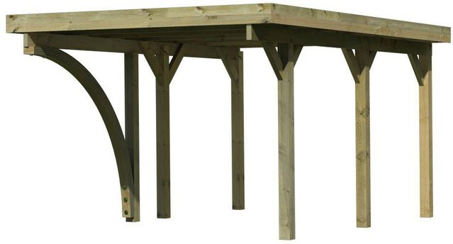 Karibu Einzelcarport Classic 1 Variante B mit Einfahrtsbogen, StahlDach, B/T: 273 x 394,5 cm, natur-gruen - Bild 3