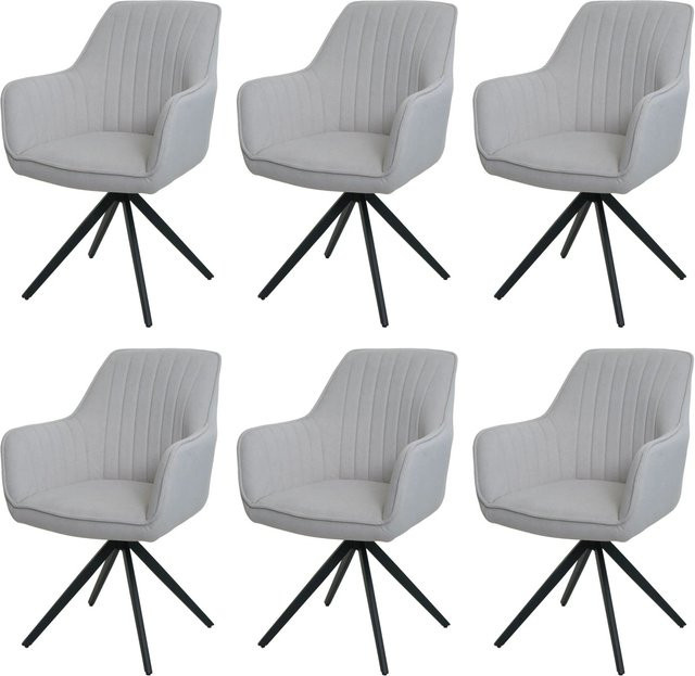 CHEFGASTRO Esszimmerstuhl 6er-Set drehbar mit Auto-Return Funktion in Creme-Beige, Stoff und Stahl, H 87 cm x B 58 cm x T 55 cm, Sitzhöhe: 46 cm - Bild 1