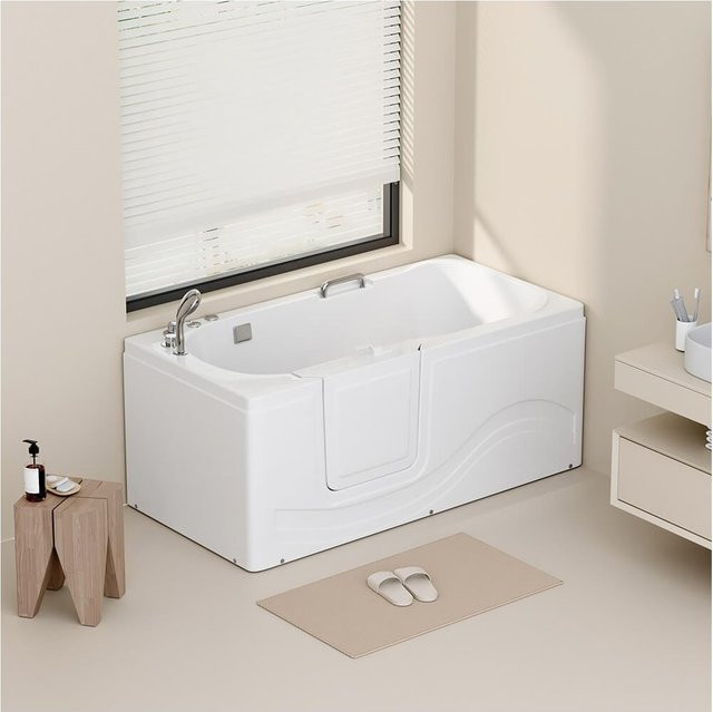 HOME DELUXE Seniorenbadewanne VITAL M liegend mit Whirlpoolfunktion, Weiß, Links, B: 153 cm, T: 76 cm - Bild 1