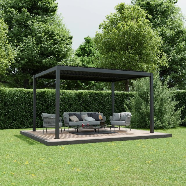Ximax Pergola Shade Lamellendach aus Aluminium in Dunkelgrau, B: 300 cm x T: 400 cm - Bild 1