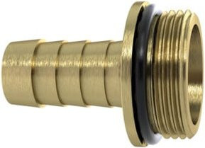 Riegler Schlauchverschraubung 1/3 mit G3/4x13 Anschluss, NBR O-Ring und Bund, Messing blank, Gold - Bild 1