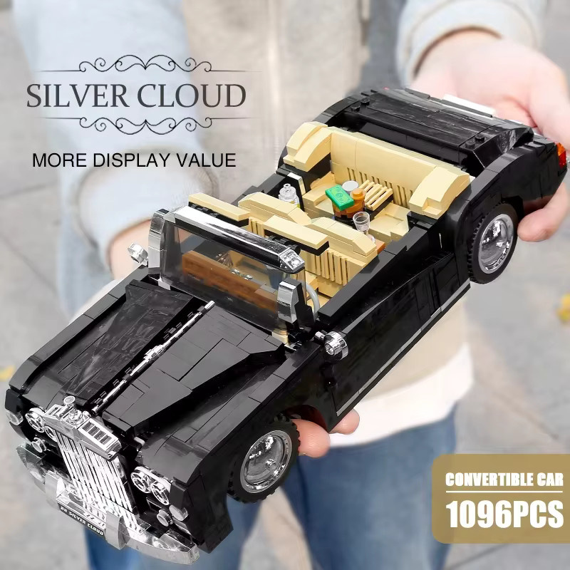 Mould King 10006 Technischer Auto-Baustein 1964 RR Silver Cloud Oldtimer Modellbaugruppe in Weiß und Schwarz - Bild 3