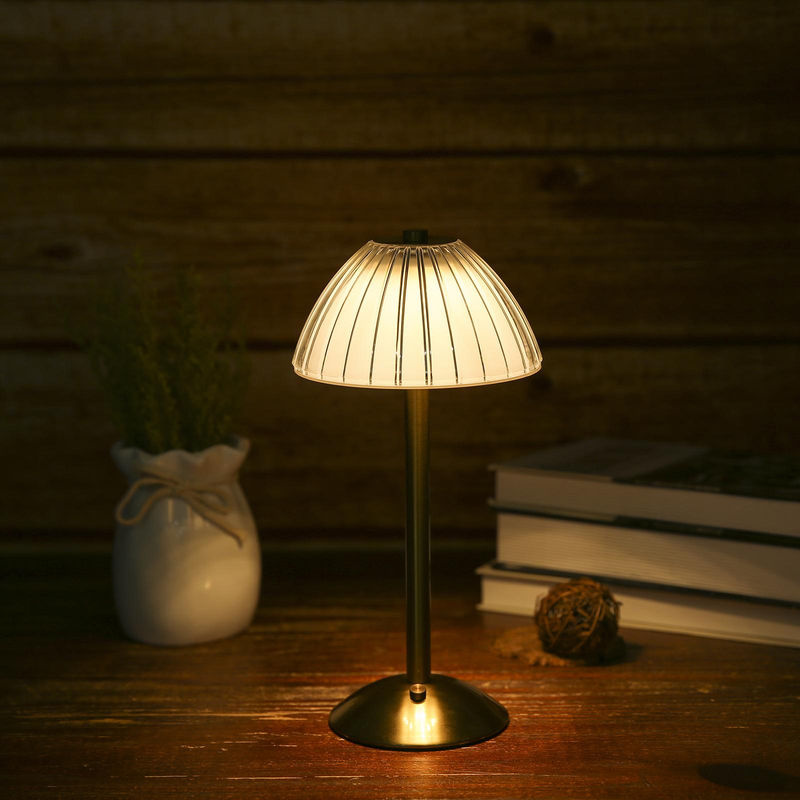 Igeteck Kabellose Tischlampe in Bronze, wiederaufladbare LED-Schreibtischlampe mit Touch-Steuerung, dimmbar und mit 3 Lichtfarben, Retro Metall Design - Bild 6