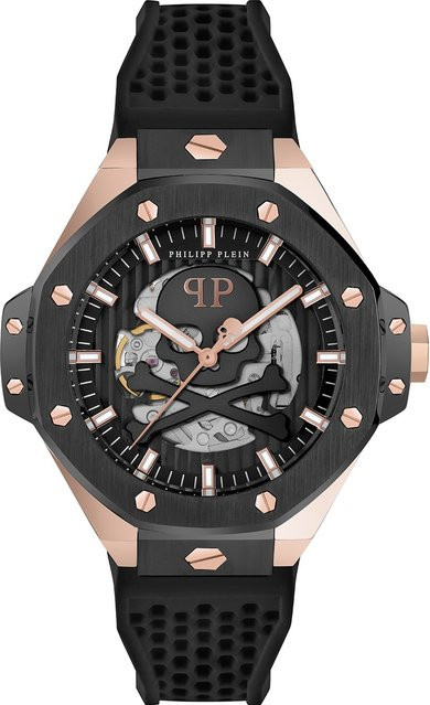 Philipp Plein Herrenuhr Skeleton Royal, Automatik, Edelstahl, Schwarz, 46mm - Bild 1