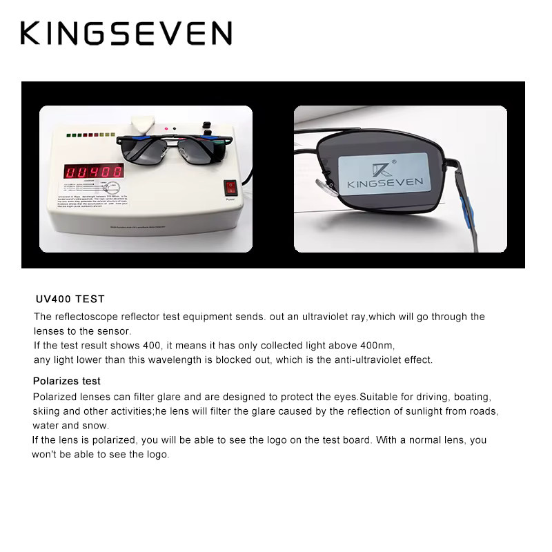 Kingseven Sonnenbrille, quadratisch, Metall, polarisiert, Herren - Bild 5