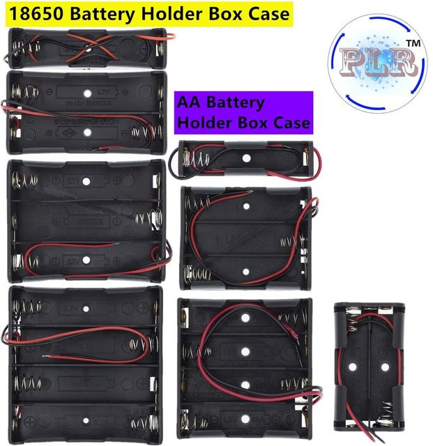 SONGXIN LIGHT Batteriehalterbox aus Kunststoff für AA/18650, Schwarz, mit Kabel und Clip für 3,7 V/1,5 V - Bild 1