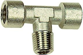 Riegler T-Stück aus vernickeltem Messing in Silber, G/R 1/8, SW 10 - Bild 1