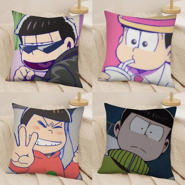 52TOYS O-Osomatsu San Kissenbezug Cartoon Anime Design, quadratisch, mehrfarbig, Breite: 40 cm, Höhe: 40 cm, Tiefe: 40 cm - Bild 1