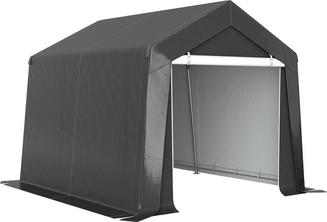 Outsunny Carport Zeltgarage Dunkelgrau, Wasserdichtes Garagenzelt mit Rolltür und Belüftungsfenstern, UV-beständig und Winterfest, B/T/H: 300 x 300 x 200 cm - Bild 1