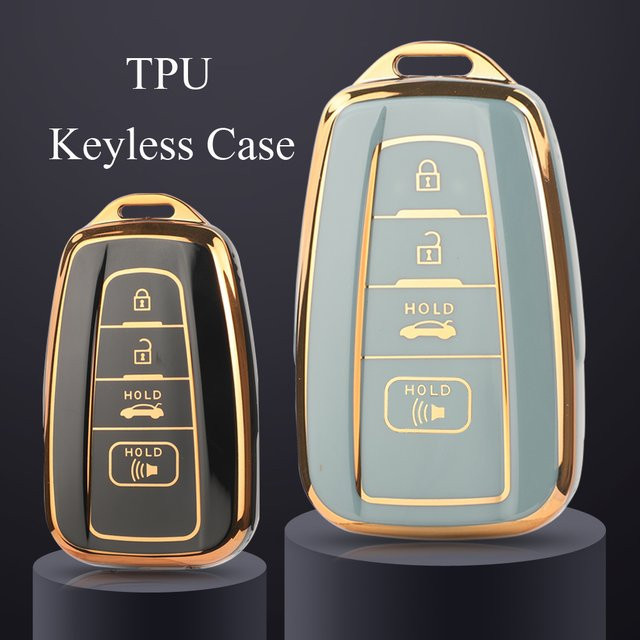 Jingyuqin Soft TPU Schlüsseletui mit Anhänger für Toyota Corolla Prius Camry C-HR Rav4 Altis Land Cruiser Prado, Schwarz - Bild 1