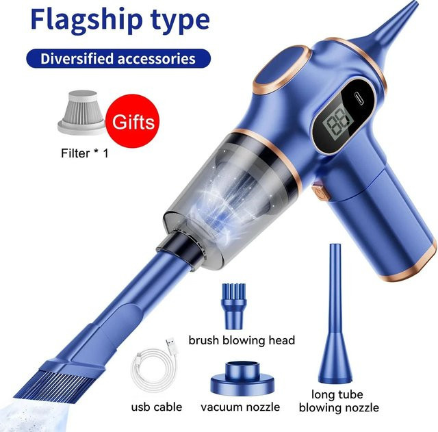 LIAESMART 5-in-1 Kabelloser Handheld-Staubsauger mit 198000 Pa Saugkraft, Tragbarer Akku-Staubsauger für Auto und Büro, Blau - Bild 1