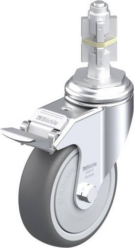 Blickle LKRA-PATH 101KF-11-FI-E14 Lenkrolle mit Feststeller in Grau und Silber, Rad-Durchmesser: 100 mm, Tragfähigkeit: 120 kg - Bild 1
