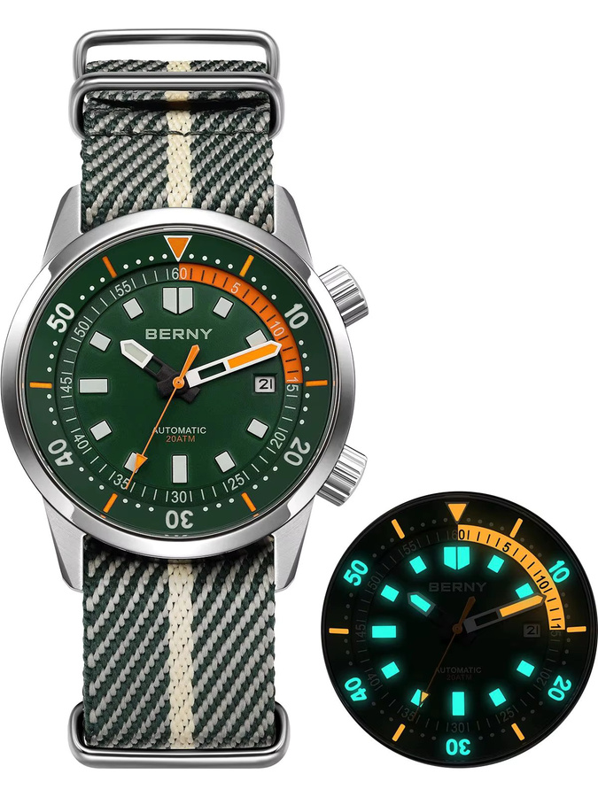 BERNY Taucheruhr, Automatik, Edelstahl, Saphirglas, 42 mm, Herren - Bild 7