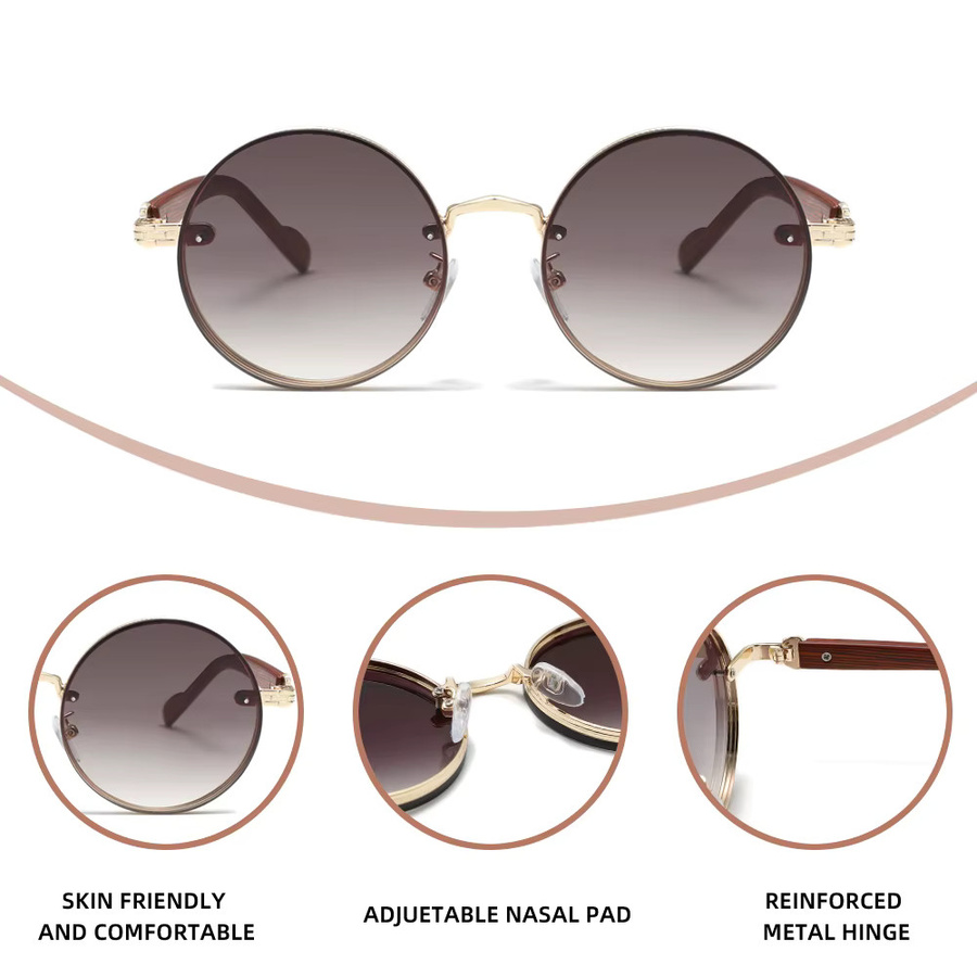 KINGDREAM Sonnenbrille, rund, Damen, Metall, polarisiert - Bild 2