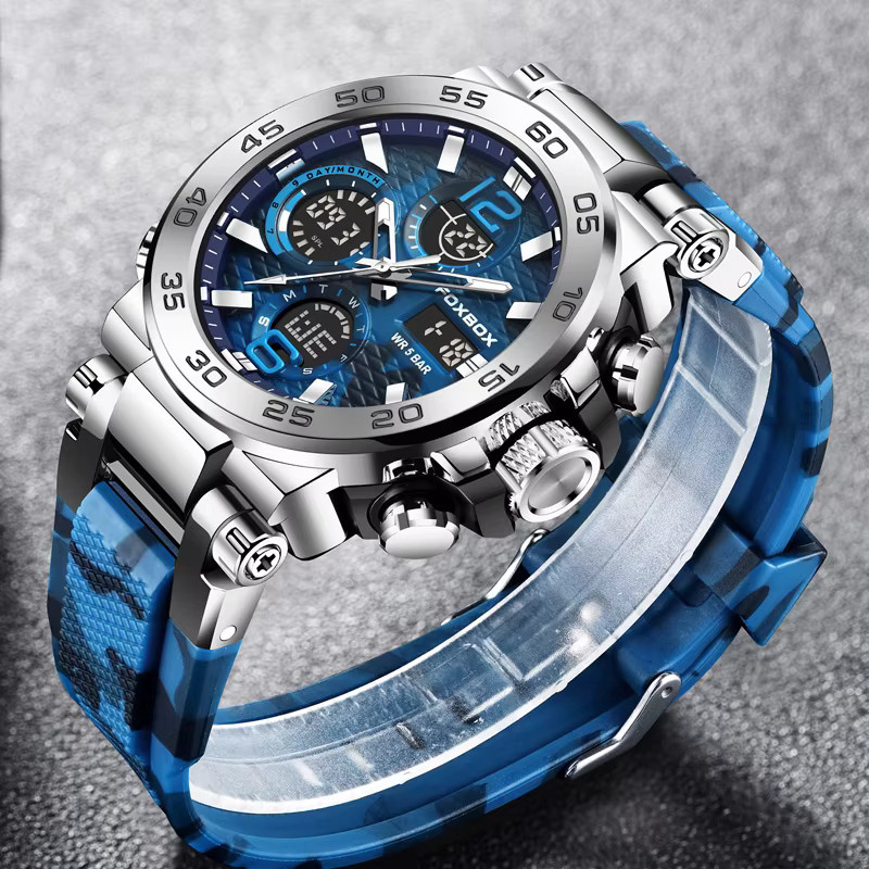 FOXBOX Armbanduhr, Digitaluhr, Quarz, Silikon, Marineblau, Herren - Bild 3