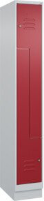 C+P Z-Spind Classic PLUS mit Sockel, 2 Fächer, grau/rot, Zylinderschloss, H x B x T: 195 x 30 x 50 cm - Bild 1