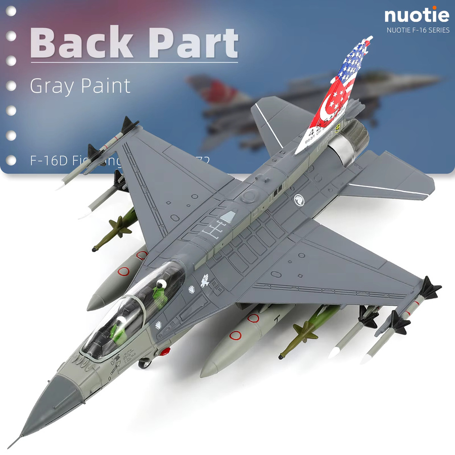 NUOTIE F-16D Fighting Falcon Flugzeug, Modellbausatz, 1:72, Metall, Grau - Bild 2