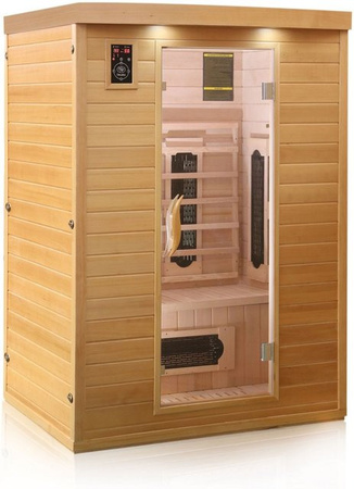Dewello Infrarotkabine LAVAL PLUS Infrarotsauna in Braun mit 7 Keramikstrahlern, Bodenstrahler, Radio und Farblicht, B/T: 135 x 105 cm