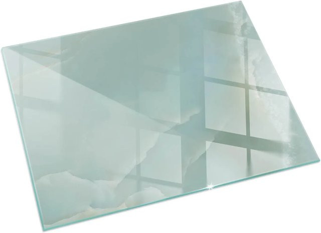 Tulup Glasplatte für Kamin in Türkis mit Marmormuster, Bodenplatte für Kaminöfen, B/T/H: 120 x 80 cm - Bild 1
