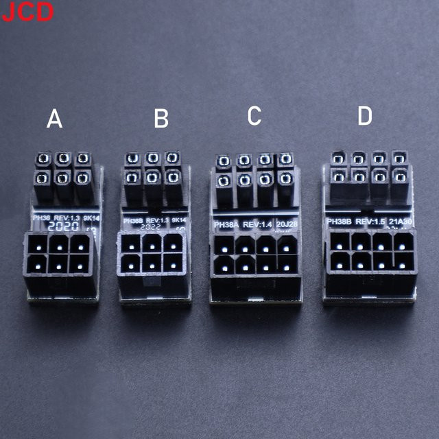 JCD Grafikkarte Netzteil Adapter mit 180 Grad Ellenbogen für PCI-E 6Pin und 8Pin in Schwarz - Bild 1
