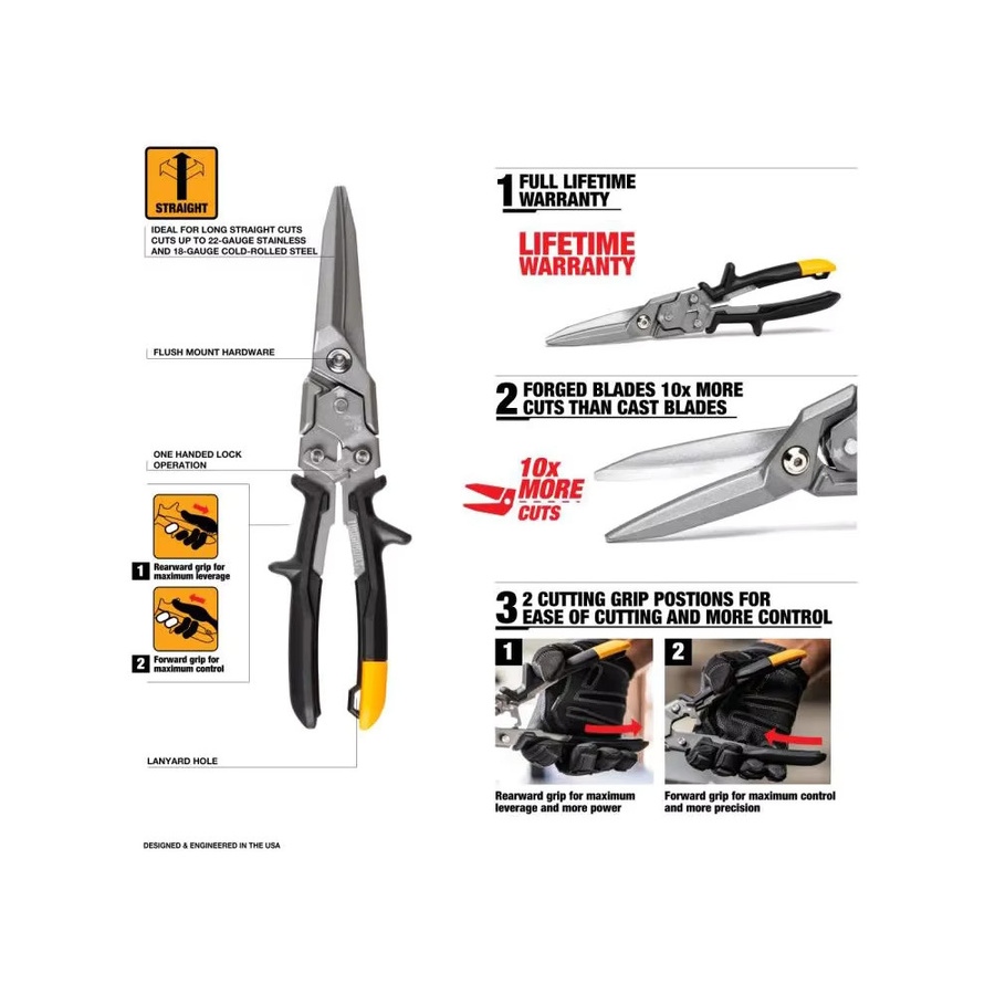 Toughbuilt Aviation Snips Cut Handwerkzeuge gerade und versetzt rechts oder links verfügbar - Bild 2
