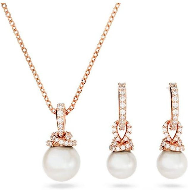 Swarovski Anhänger Halskette, Roségold, Kristall, Perle, Damen - Bild 1