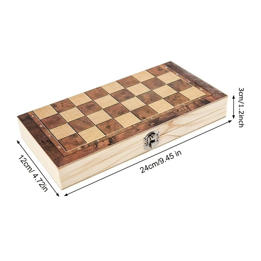 JOCESTYLE 3-in-1-Schachspielbrett, Holz, Schach- und Dame-Spiel-Set - Bild 6