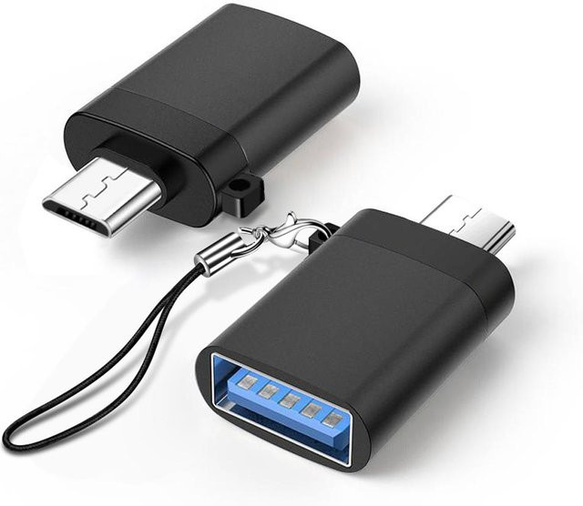 FONKEN Micro USB 3.0 OTG Adapter auf USB Typ C für Samsung Xiaomi und Android, Datenübertragung für Flash Drives und Maus, schwarz - Bild 1