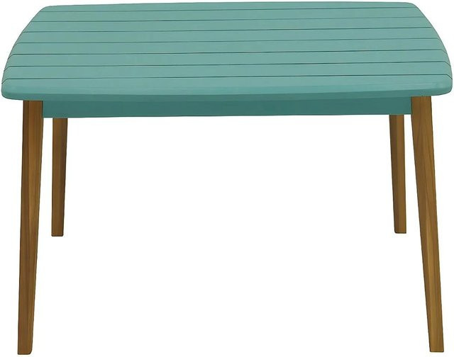 Vente-unique Gartentisch Gozo aus Akazie in Türkisblau, Durchmesser: 80 cm - Bild 1