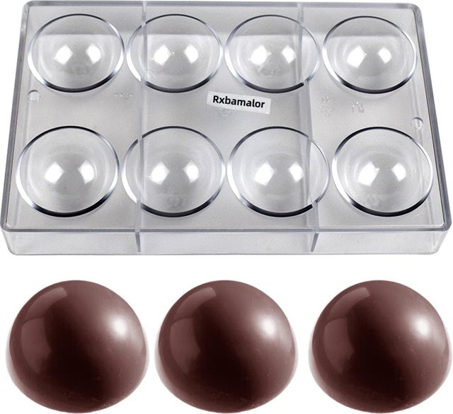 ALICAKE Polycarbonat-Schokoladenform für runde Schokoladenbonbons, transparent - Bild 1