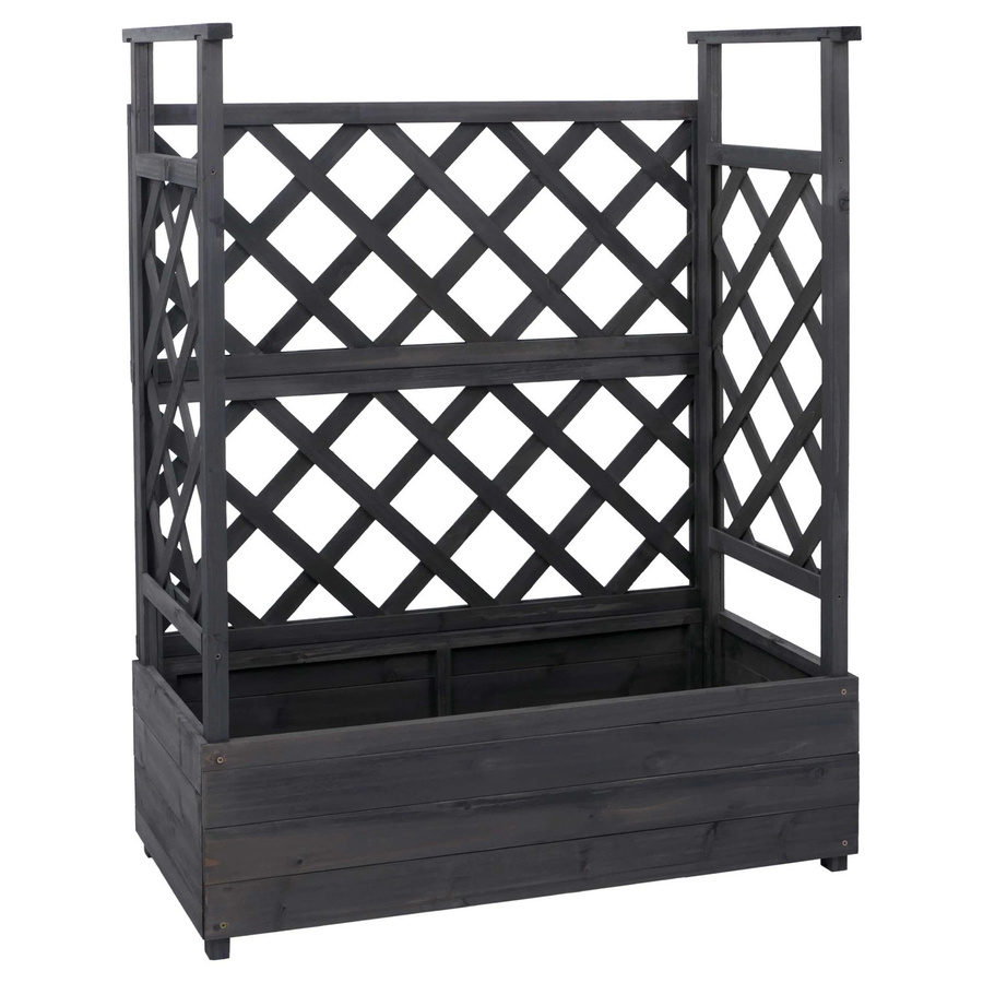 PROREGAL Hochbeet aus Tannenholz mit Rankgitter in Anthrazit-Grau, H x B x T: 114 x 85 x 44 cm - Bild 2
